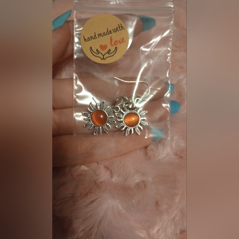 Hand made sun earrings